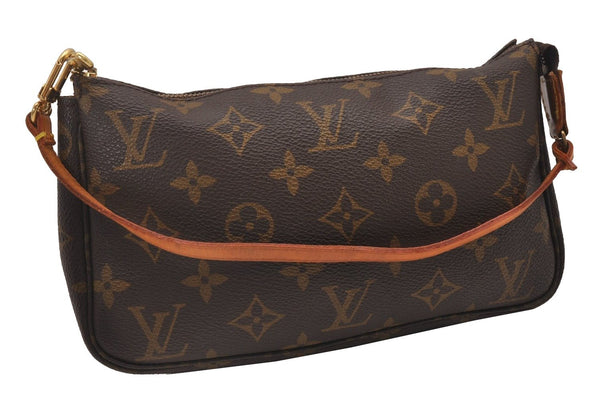Authentic Louis Vuitton Monogram Pochette Accessoires Pouch M51980 LV 6266I