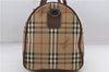 Authentic Burberrys Nova Check PVC Leather Travel Boston Bag Beige 6267D