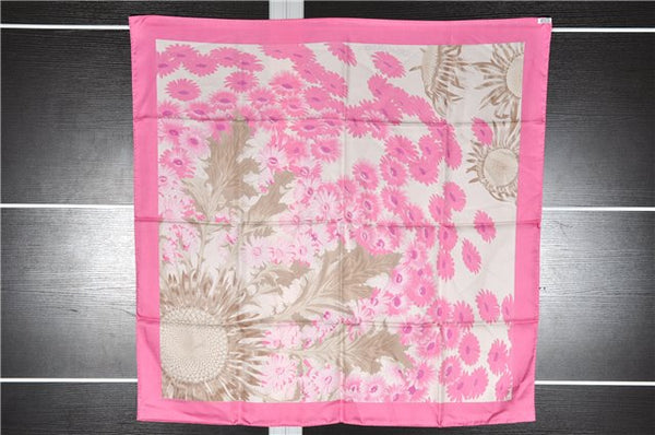 Authentic HERMES Carre 90 Scarf "FLEURS et CARLINES" Silk Pink Box 6267F