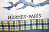 Authentic HERMES Carre 90 Scarf " l'Hiver en Poste" Silk Blue Box 6268F