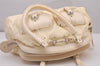 Authentic Christian Dior Vintage Shoulder Hand Tote Bag Leather White 6269I