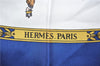 Authentic HERMES Carre 90 Scarf "LA PROMENADE DE LONGCHAMPS" Silk Blue 6271F