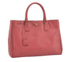 Authentic PRADA Vintage Saffiano Leather Shoulder Hand Tote Bag Pink 6271I