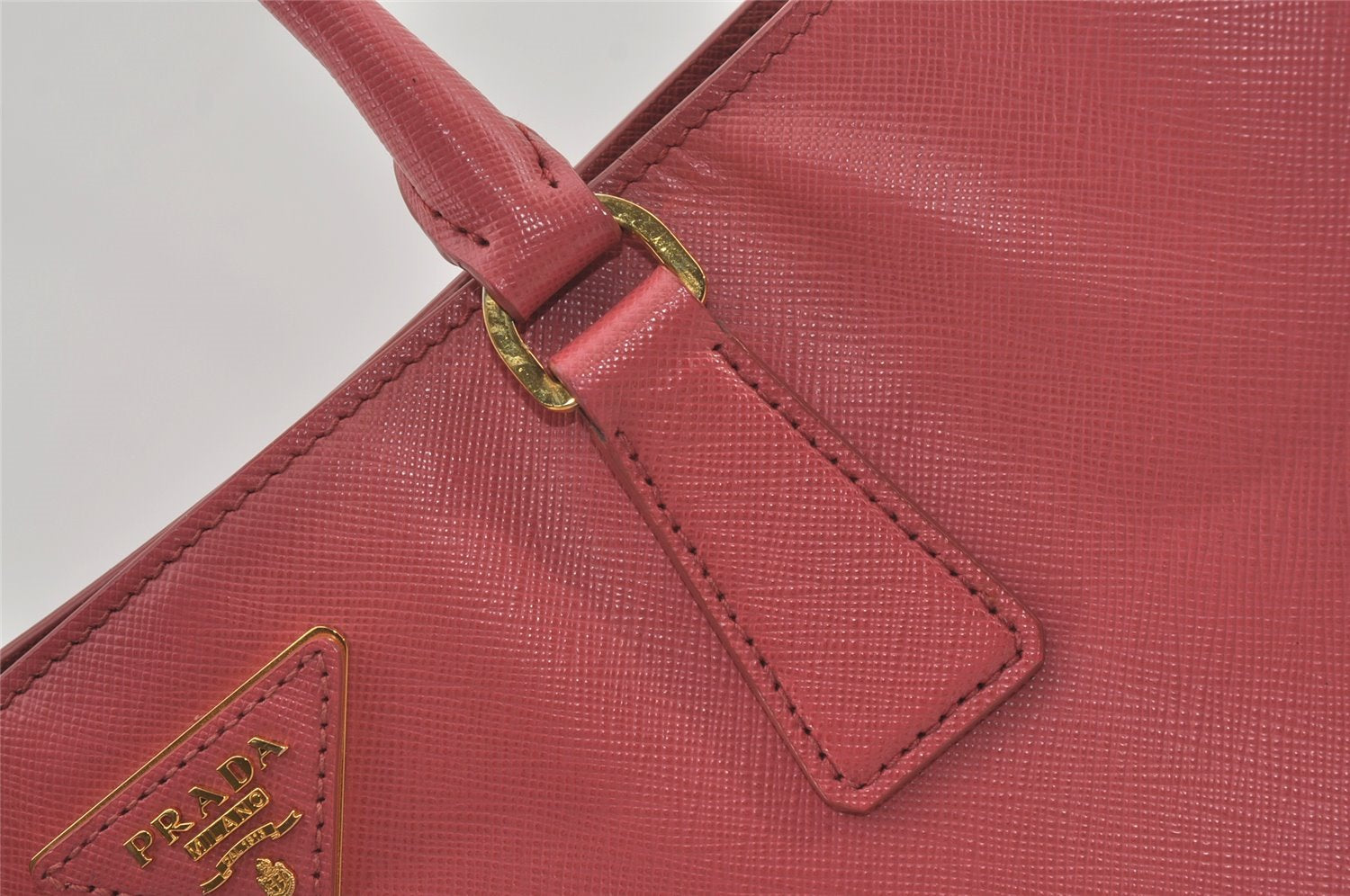 Authentic PRADA Vintage Saffiano Leather Shoulder Hand Tote Bag Pink 6271I