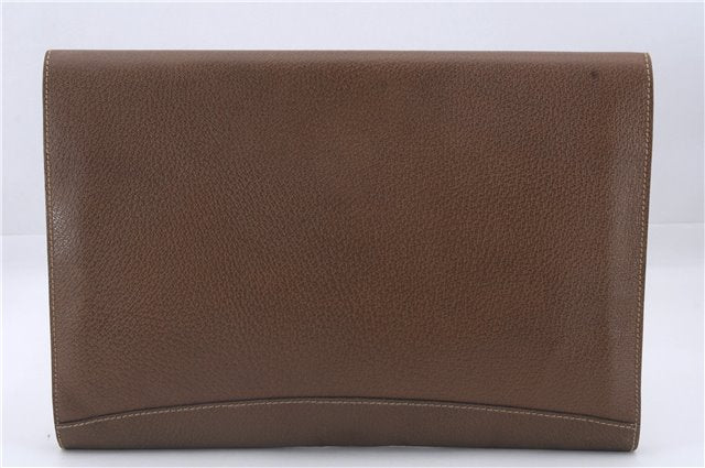 Authentic GUCCI Vintage Business Documents Case Clutch Bag Leather Brown 6272D