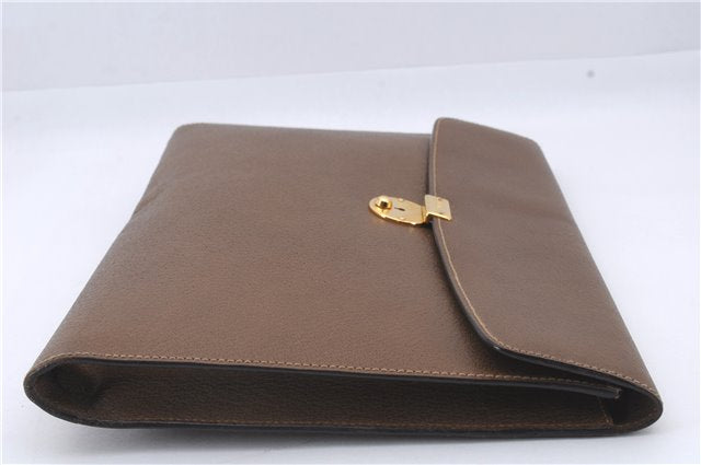 Authentic GUCCI Vintage Business Documents Case Clutch Bag Leather Brown 6272D