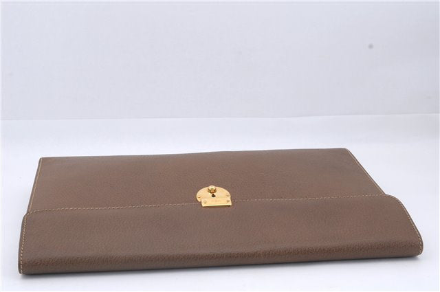 Authentic GUCCI Vintage Business Documents Case Clutch Bag Leather Brown 6272D