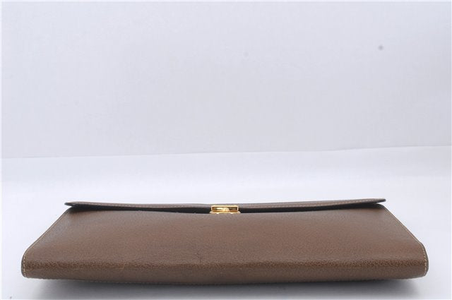 Authentic GUCCI Vintage Business Documents Case Clutch Bag Leather Brown 6272D