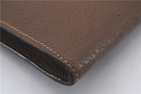 Authentic GUCCI Vintage Business Documents Case Clutch Bag Leather Brown 6272D