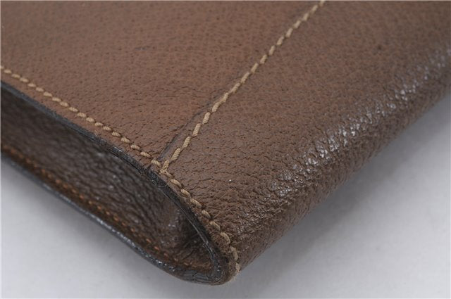 Authentic GUCCI Vintage Business Documents Case Clutch Bag Leather Brown 6272D