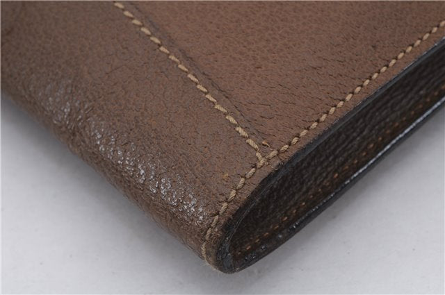 Authentic GUCCI Vintage Business Documents Case Clutch Bag Leather Brown 6272D