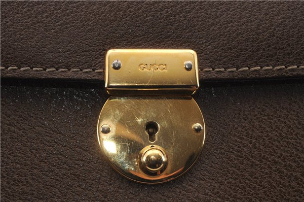 Authentic GUCCI Vintage Business Documents Case Clutch Bag Leather Brown 6272D