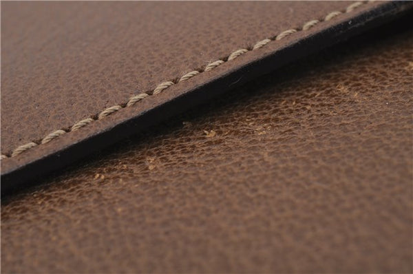 Authentic GUCCI Vintage Business Documents Case Clutch Bag Leather Brown 6272D