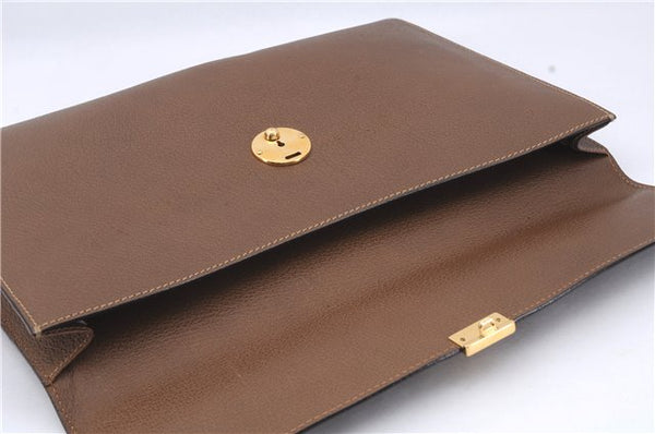 Authentic GUCCI Vintage Business Documents Case Clutch Bag Leather Brown 6272D