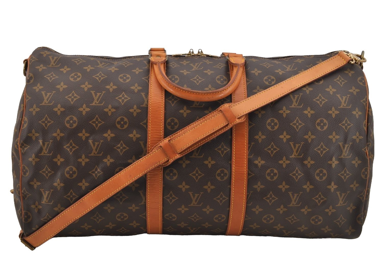 Authentic Louis Vuitton Monogram Keepall Bandouliere 55 M41414 Boston Bag 6272I