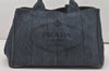 Authentic PRADA Vintage Canapa M Denim Tote Hand Bag Blue 6273I