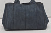 Authentic PRADA Vintage Canapa M Denim Tote Hand Bag Blue 6273I