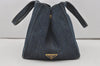 Authentic PRADA Vintage Canapa M Denim Tote Hand Bag Blue 6273I