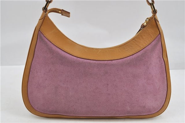Authentic GUCCI Shoulder Hand Bag Suede Leather 0014128 Pink Brown 6274D