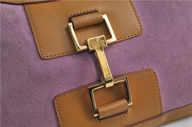 Authentic GUCCI Shoulder Hand Bag Suede Leather 0014128 Pink Brown 6274D