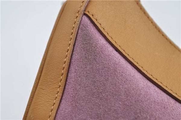 Authentic GUCCI Shoulder Hand Bag Suede Leather 0014128 Pink Brown 6274D