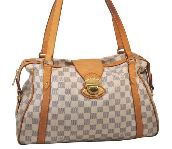 Authentic Louis Vuitton Damier Azur Stresa PM Shoulder Bag N42220 LV 6275I