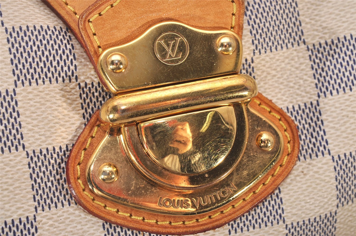 Authentic Louis Vuitton Damier Azur Stresa PM Shoulder Bag N42220 LV 6275I