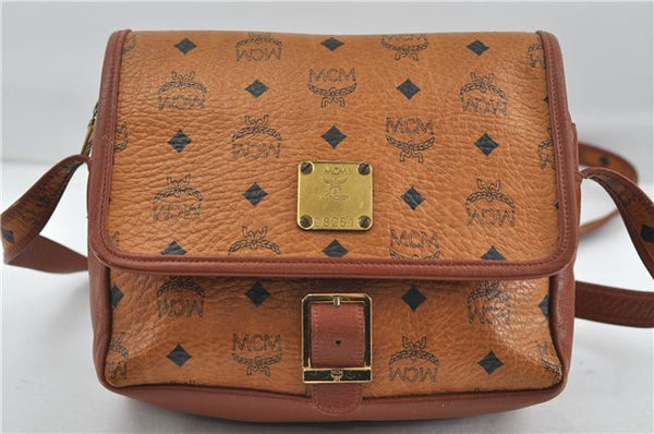 Authentic MCM Visetos Leather Vintage Shoulder Cross Body Bag Brown 6280D