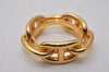 Authentic HERMES Scarf Ring Chaine d'Ancre Chain Design Gold Tone Box 6285I