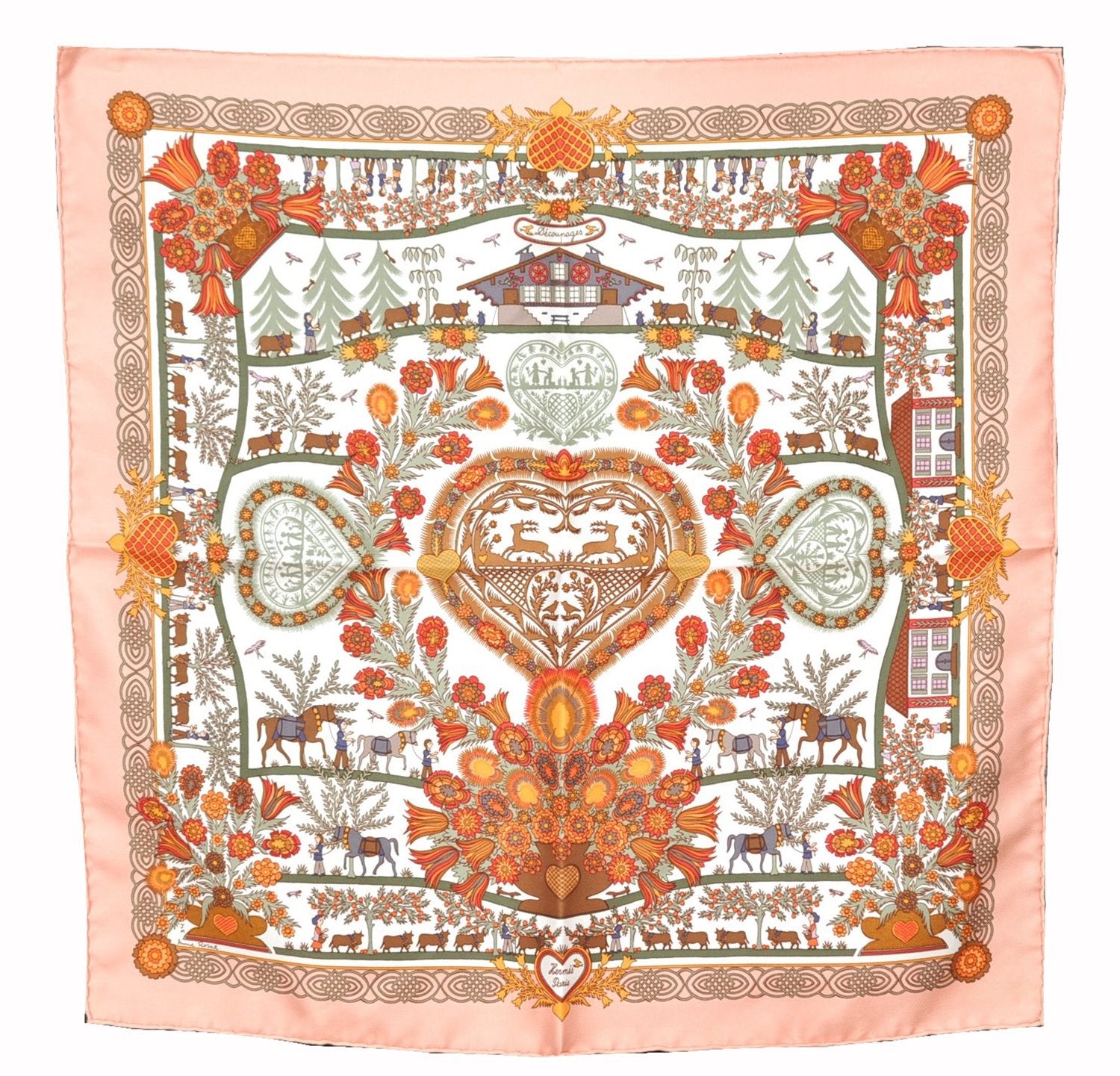 Authentic HERMES Petit Carre 40 Scarf Handkerchief 