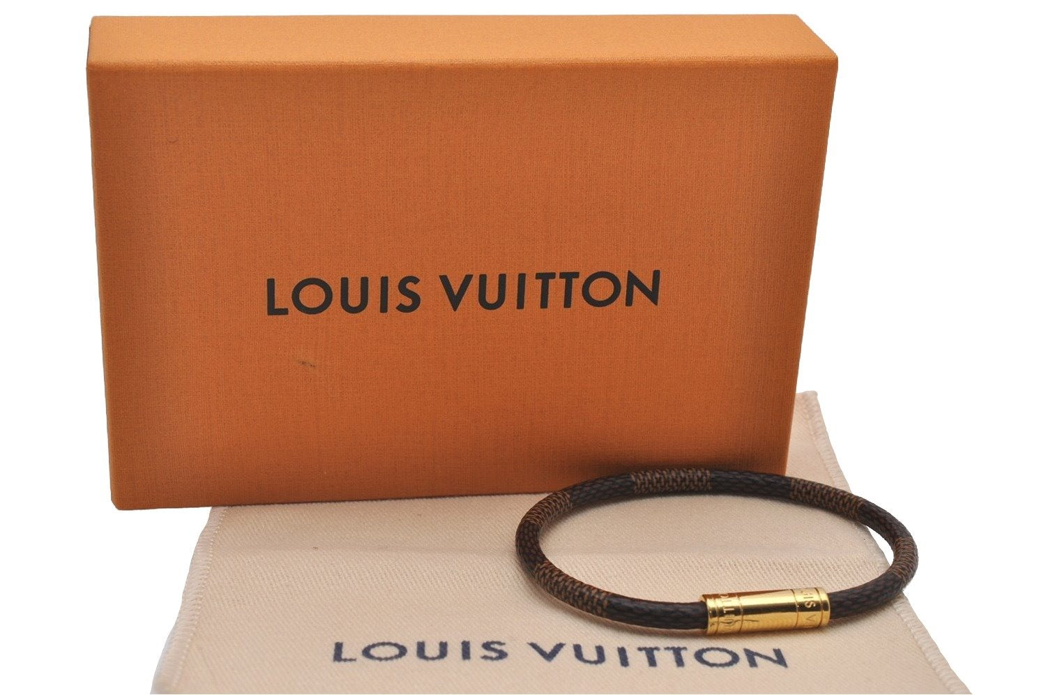 Authentic Louis Vuitton Damier Bracelet Keepit Bracelet M6139E LV Box 6288I