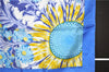 Authentic HERMES Carre 90 Scarf "FLEURS et CARLINES" Silk Blue 6290F