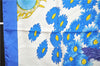 Authentic HERMES Carre 90 Scarf "FLEURS et CARLINES" Silk Blue 6290F