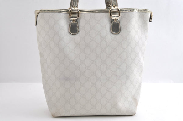 Authentic GUCCI Vintage Shoulder Tote Bag GG PVC Enamel 189896 White 6292I