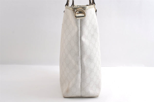 Authentic GUCCI Vintage Shoulder Tote Bag GG PVC Enamel 189896 White 6292I