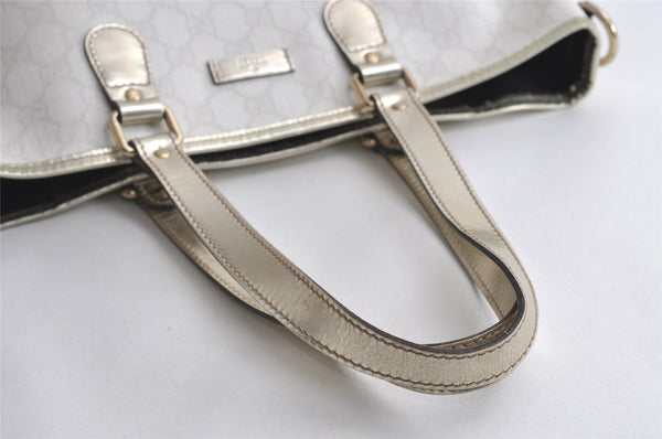 Authentic GUCCI Vintage Shoulder Tote Bag GG PVC Enamel 189896 White 6292I