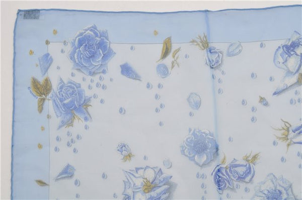 Authentic HERMES Petit Carre 40 Scarf Handkerchief "LA ROSEE" Silk Blue 6293F