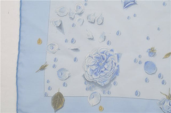 Authentic HERMES Petit Carre 40 Scarf Handkerchief "LA ROSEE" Silk Blue 6293F