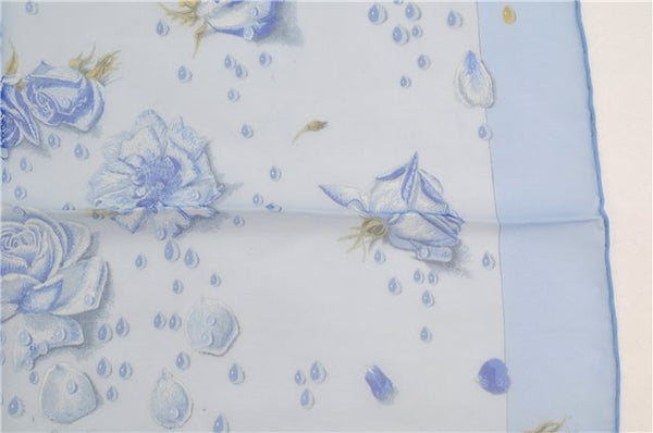 Authentic HERMES Petit Carre 40 Scarf Handkerchief "LA ROSEE" Silk Blue 6293F