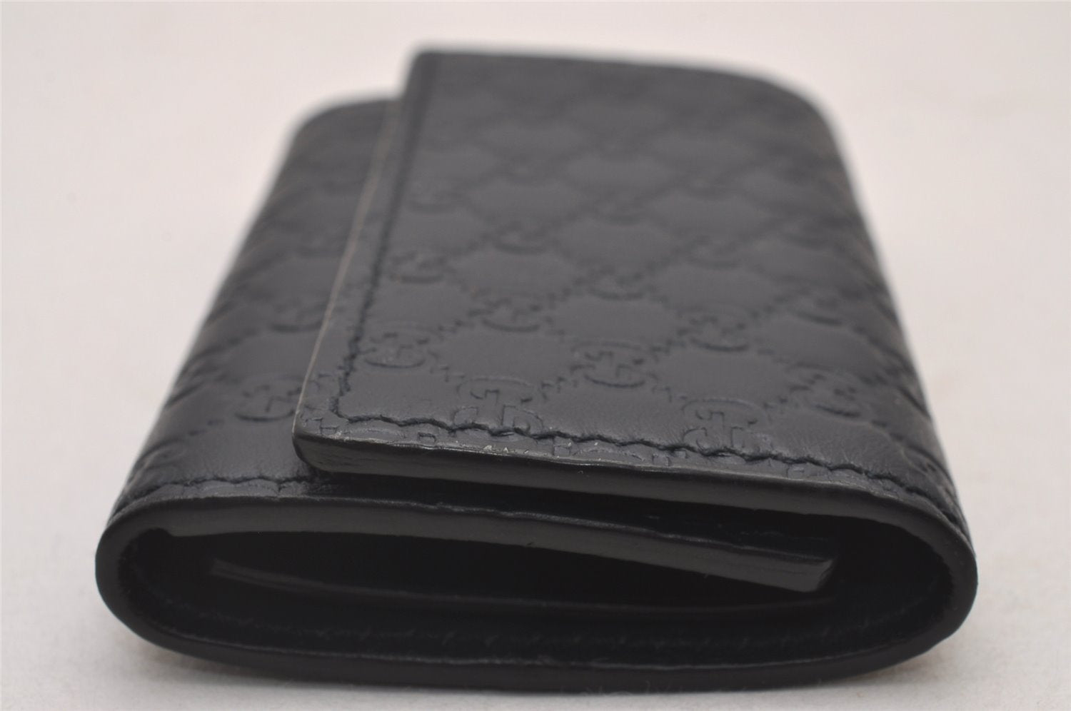 Authentic GUCCI Micro Guccissima 6 Key Case Holder Leather 150402 Navy 6293I