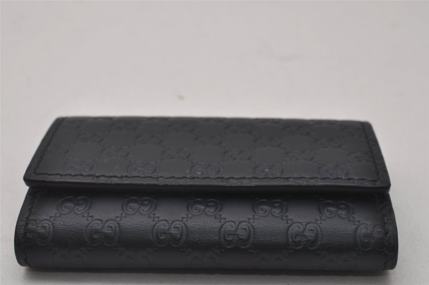 Authentic GUCCI Micro Guccissima 6 Key Case Holder Leather 150402 Navy 6293I