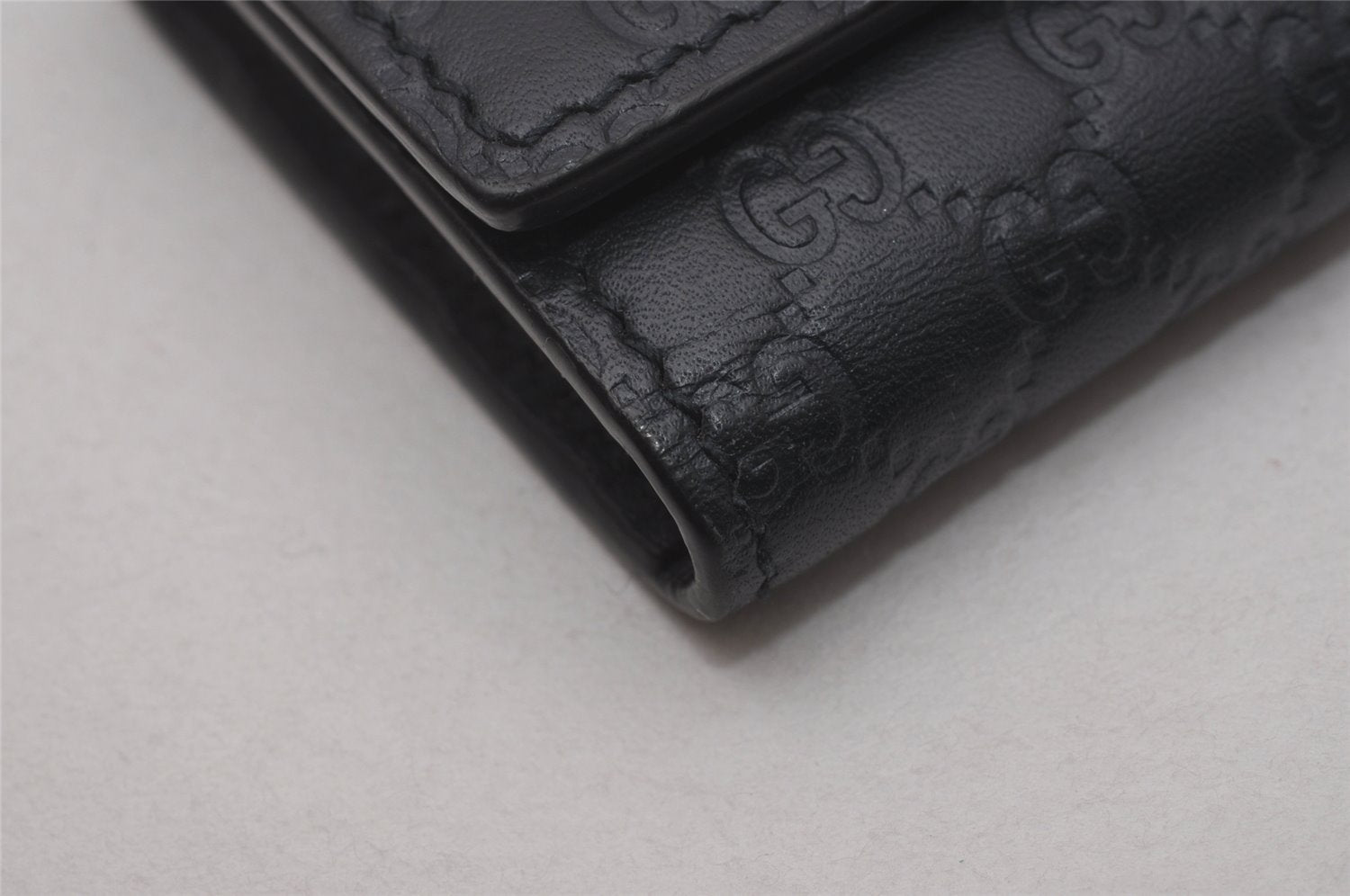 Authentic GUCCI Micro Guccissima 6 Key Case Holder Leather 150402 Navy 6293I