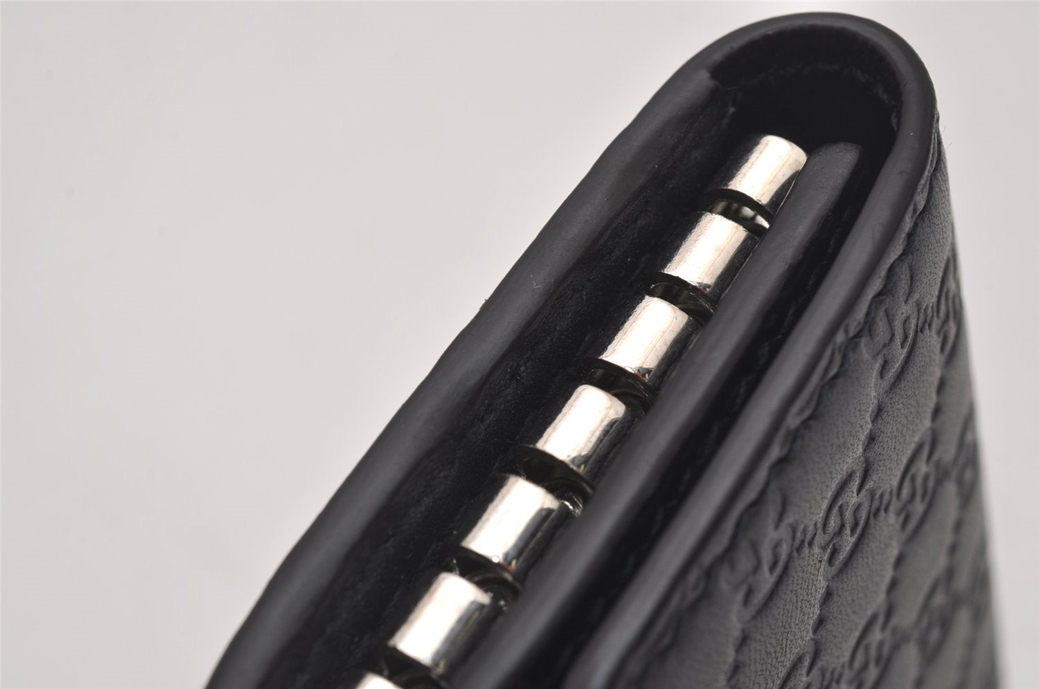 Authentic GUCCI Micro Guccissima 6 Key Case Holder Leather 150402 Navy 6293I