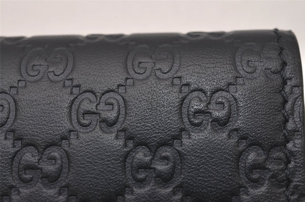 Authentic GUCCI Micro Guccissima 6 Key Case Holder Leather 150402 Navy 6293I