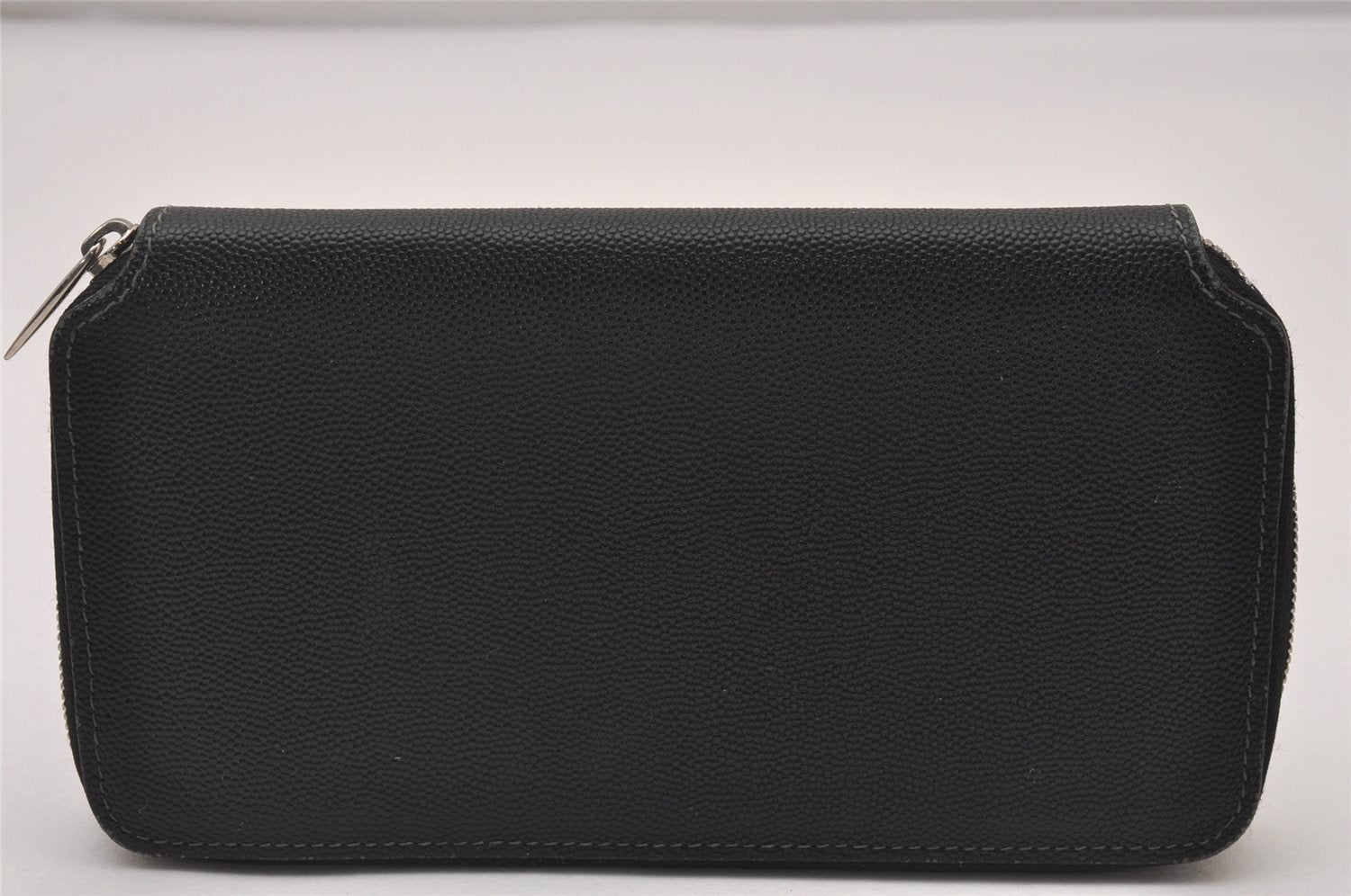 Authentic Cartier Santos de Cartier Long Wallet Purse Leather Black 6294I