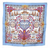 Authentic HERMES Petit Carre 40 Scarf Handkerchief "Decoupages" Silk Blue 6295F