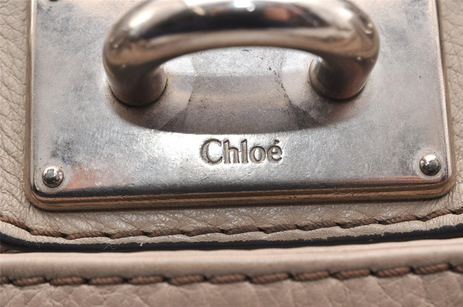 Authentic Chloe Mini Paddington Leather Hand Bag Purse Beige 6297I