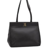 Authentic Salvatore Ferragamo Vara Leather Shoulder Tote Bag Black SF 6298I