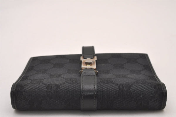 Authentic GUCCI Jackie Agenda Notebook Cover Purse GG Canvas Leather Black 6301I