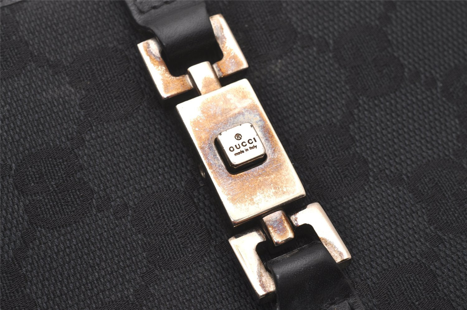 Authentic GUCCI Jackie Agenda Notebook Cover Purse GG Canvas Leather Black 6301I